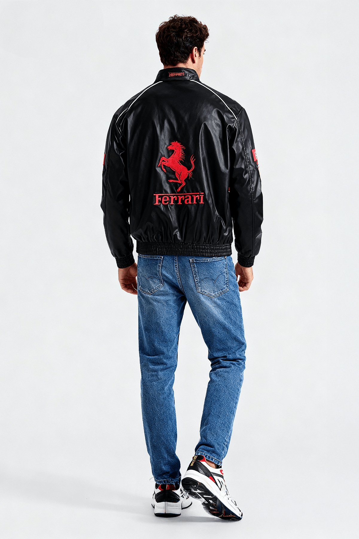 Ferrari F1 ジャケット　フェイクレザー Ferrari Leather Jacket - Vintage F1 Leather Jacket - Red Jacket