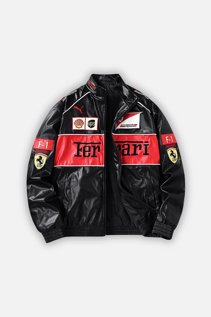 Ferrari F1 Vintage Leather Jacket - Red Edition - Jackets4racing