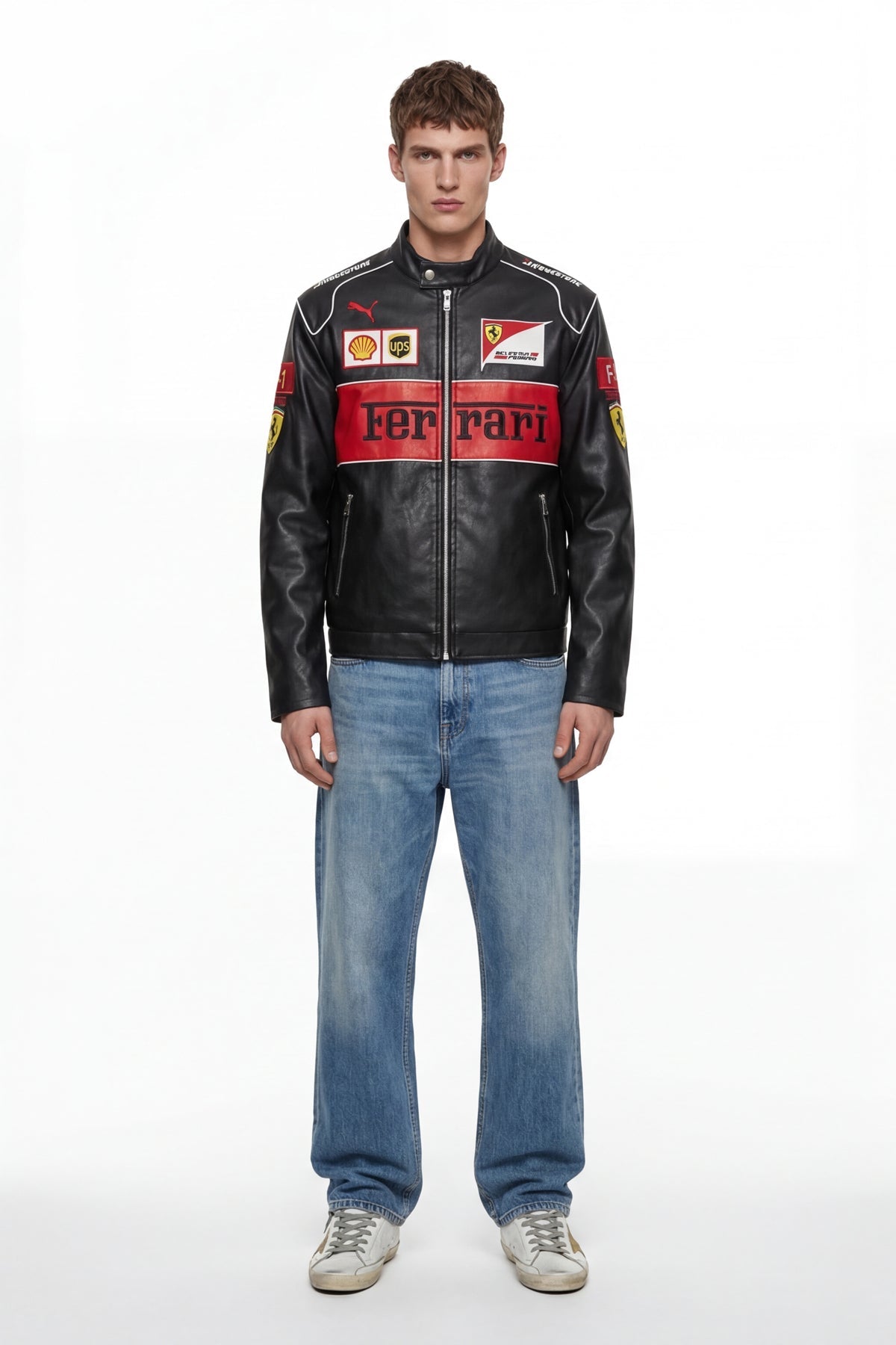 Ferrari Leather Jacket - Vintage F1 Leather Jacket - Red&Black