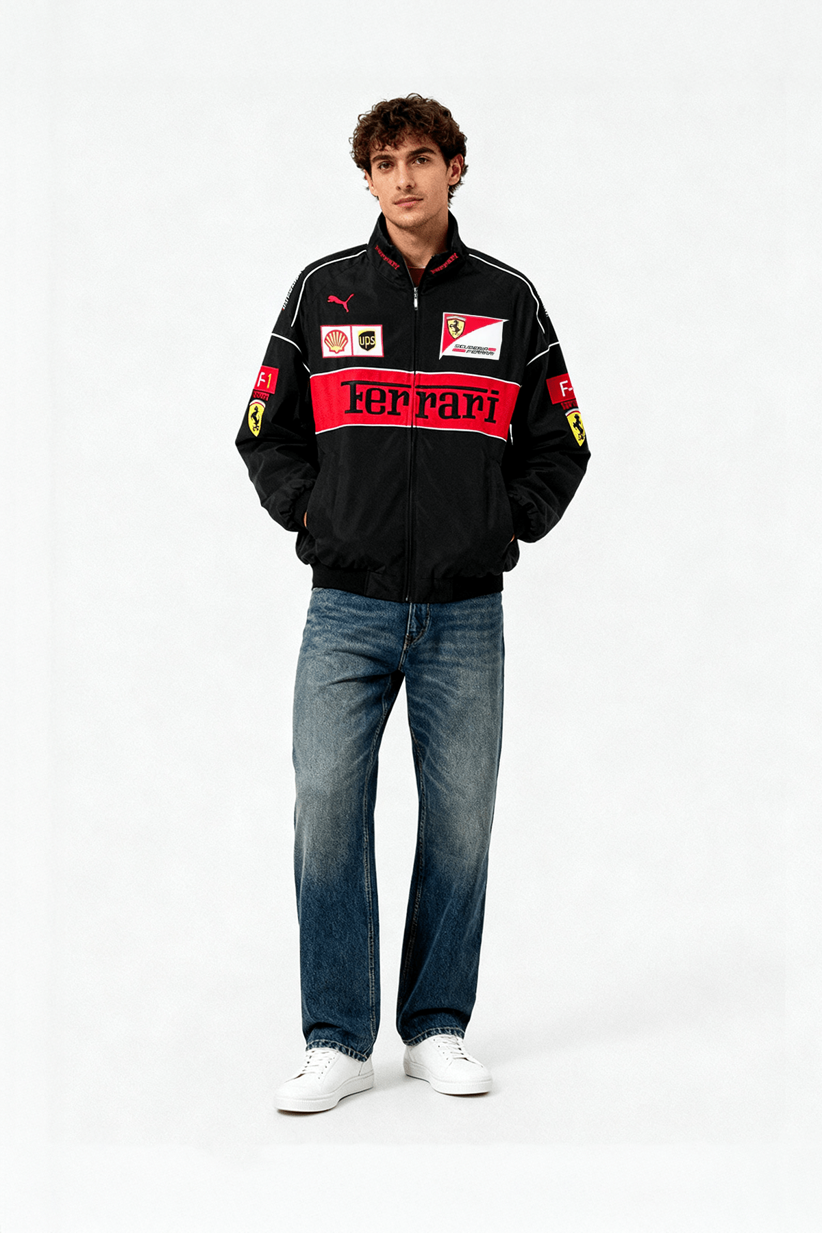 Ferrari F1 Jacket - Vintage Racing Jacket - Black Racing Edition Ferrari F1 Jacket - Vintage Racing Jacket - Black Racing Edition