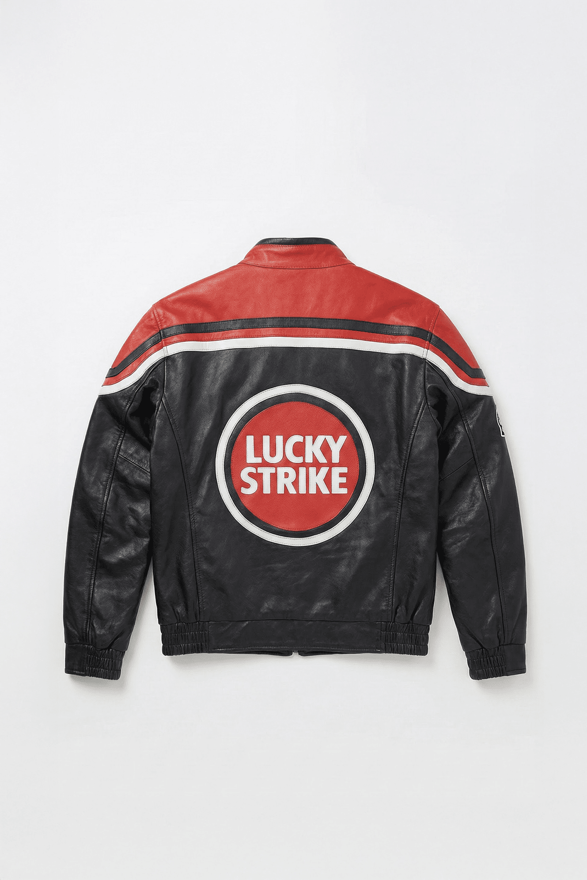 Lucky Strike Leather Jacket - Vintage Racing Jacket - Red Black