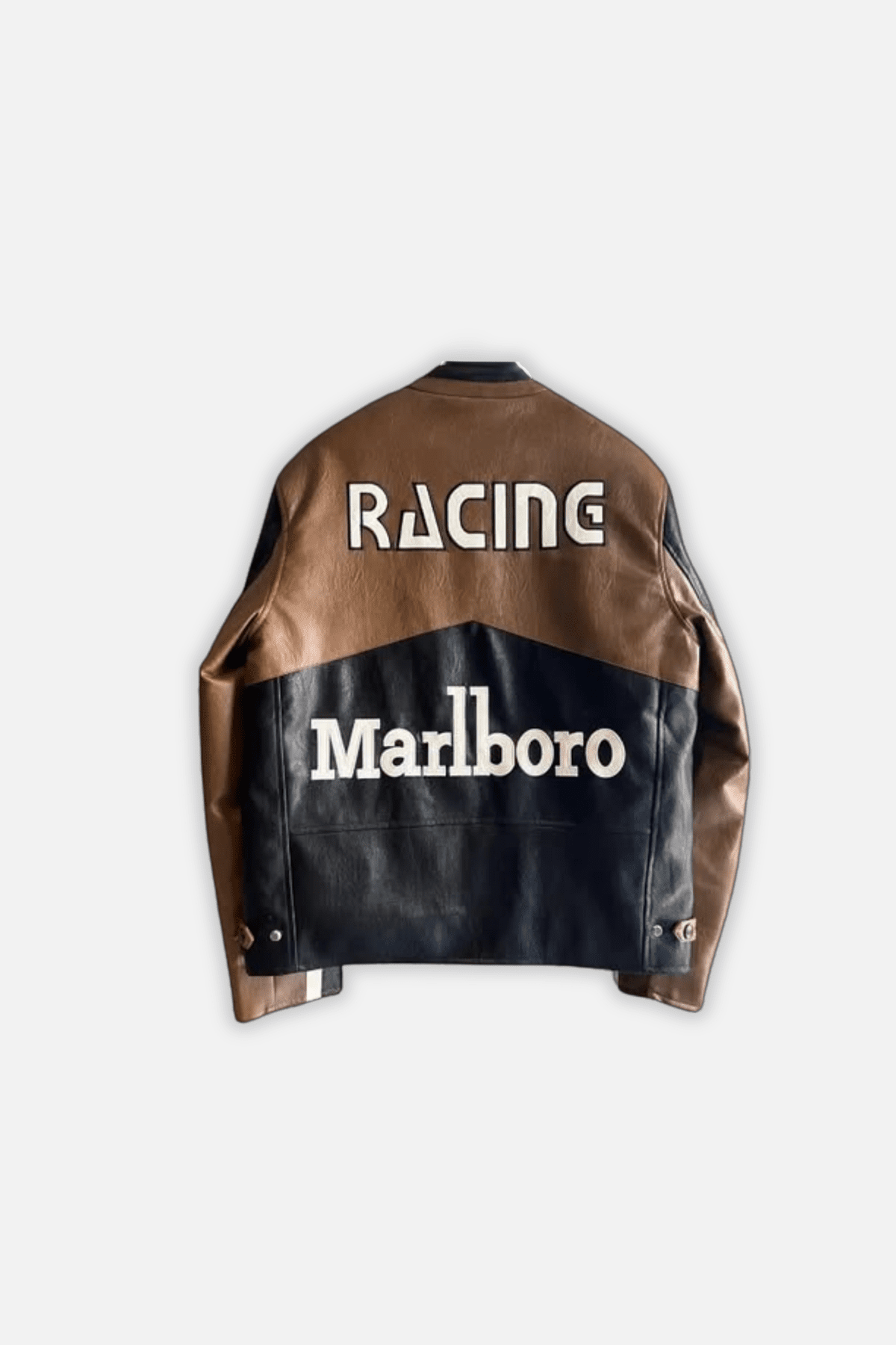 Marlboro Leather Jacket - Vintage Race Jacket - Brown Black Jacket Marlboro Leather Jacket - Vintage Race Jacket - Brown Black Jacket
