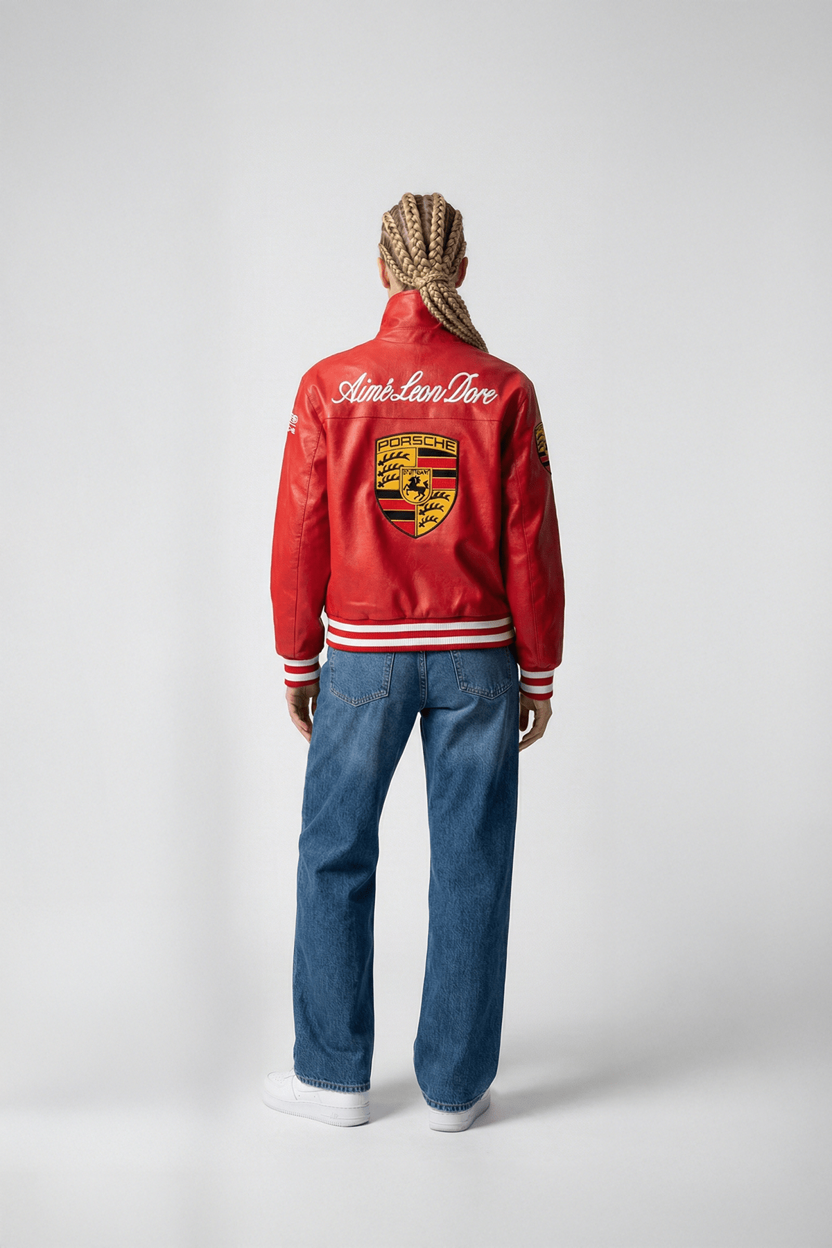 Porsche Leather Jacket - Vintage Bomber Jacket - Red Leather – J4R