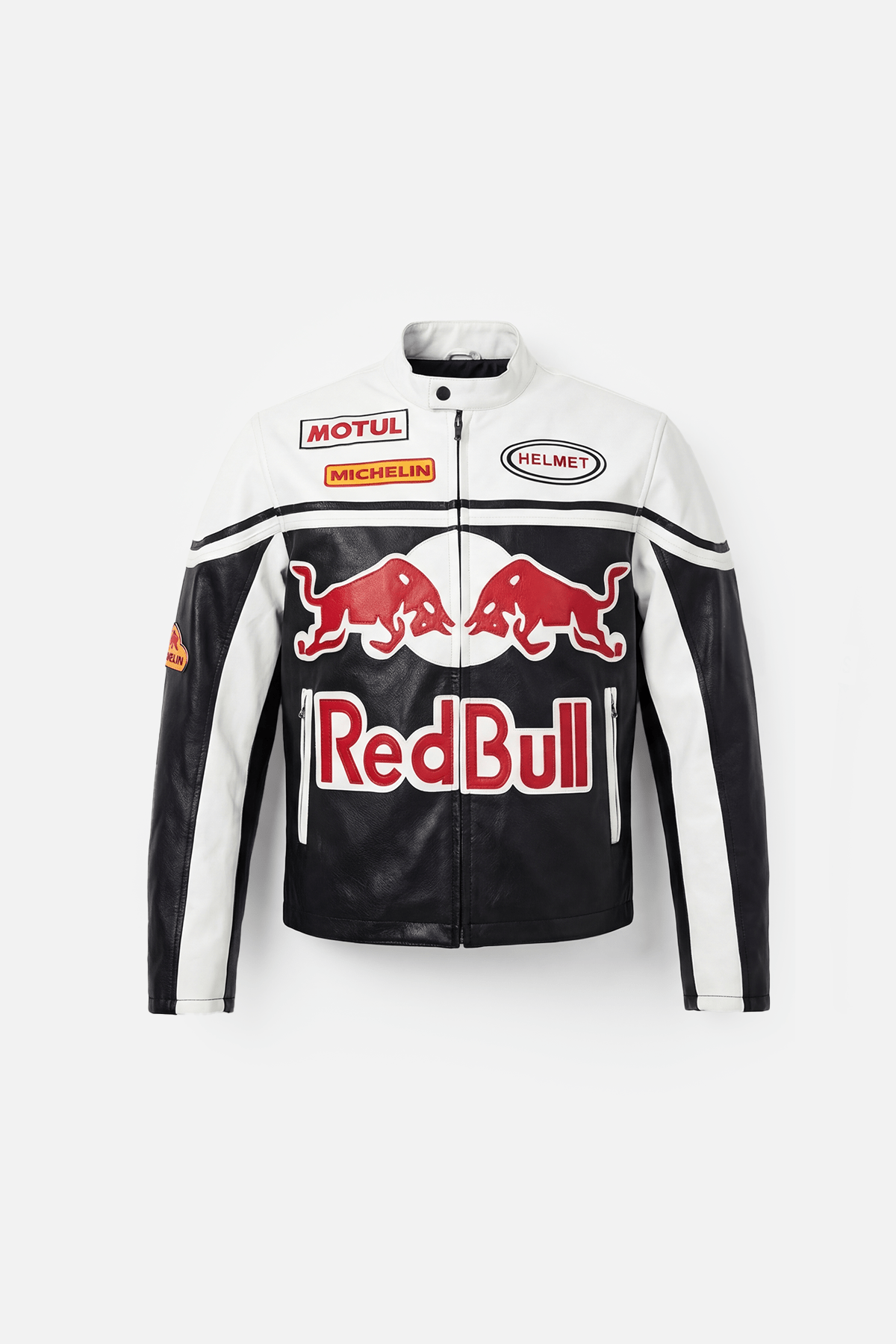 Red Bull ジャケット Red Bull White Leather Jacket - Racing Leather Jacket - Vintage