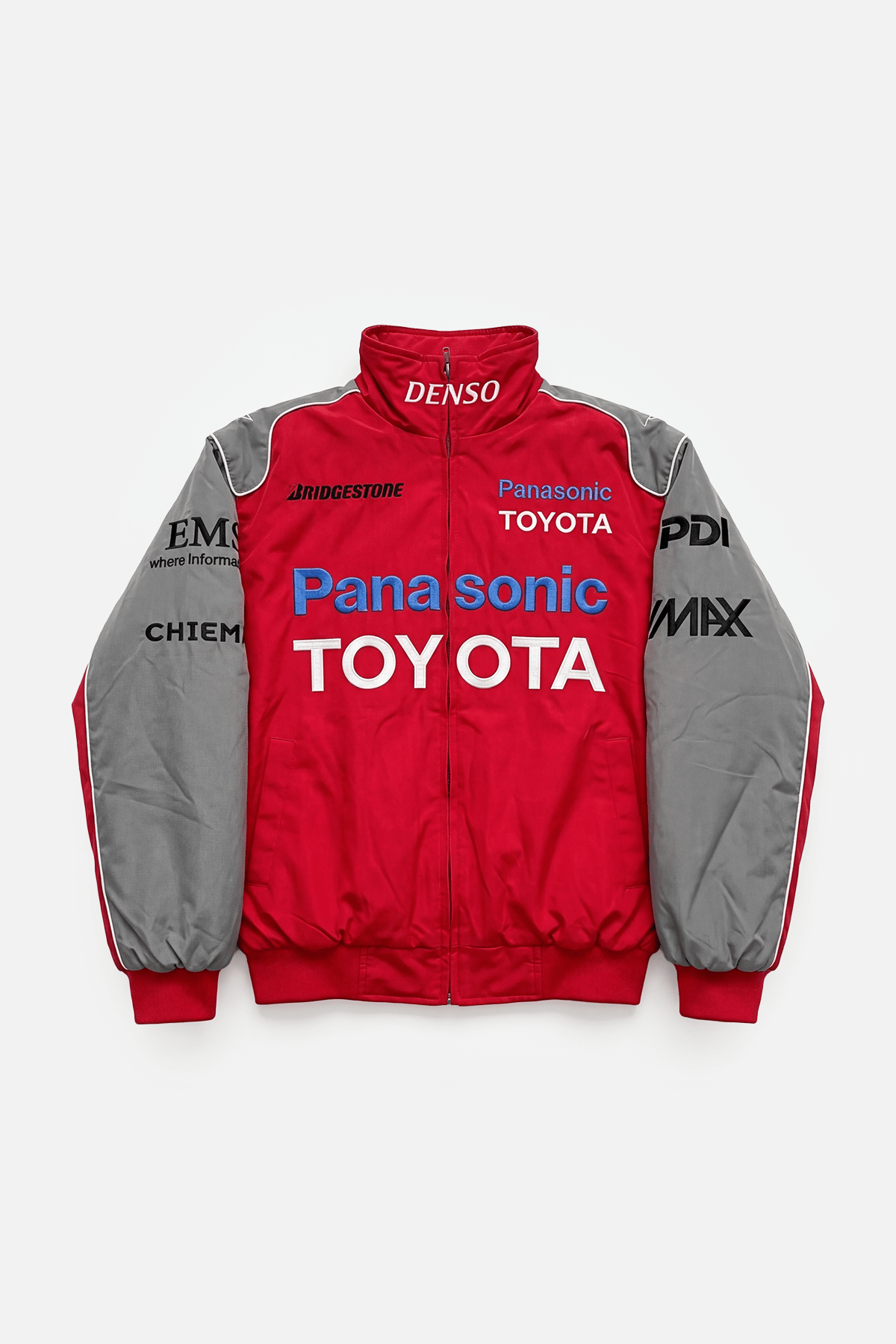 希少 F1 Panasonic TOYOTA Racing Jacket 刺繍 Toyota F1 Jacket - Vintage Racing Jacket - Grey Racing Edition
