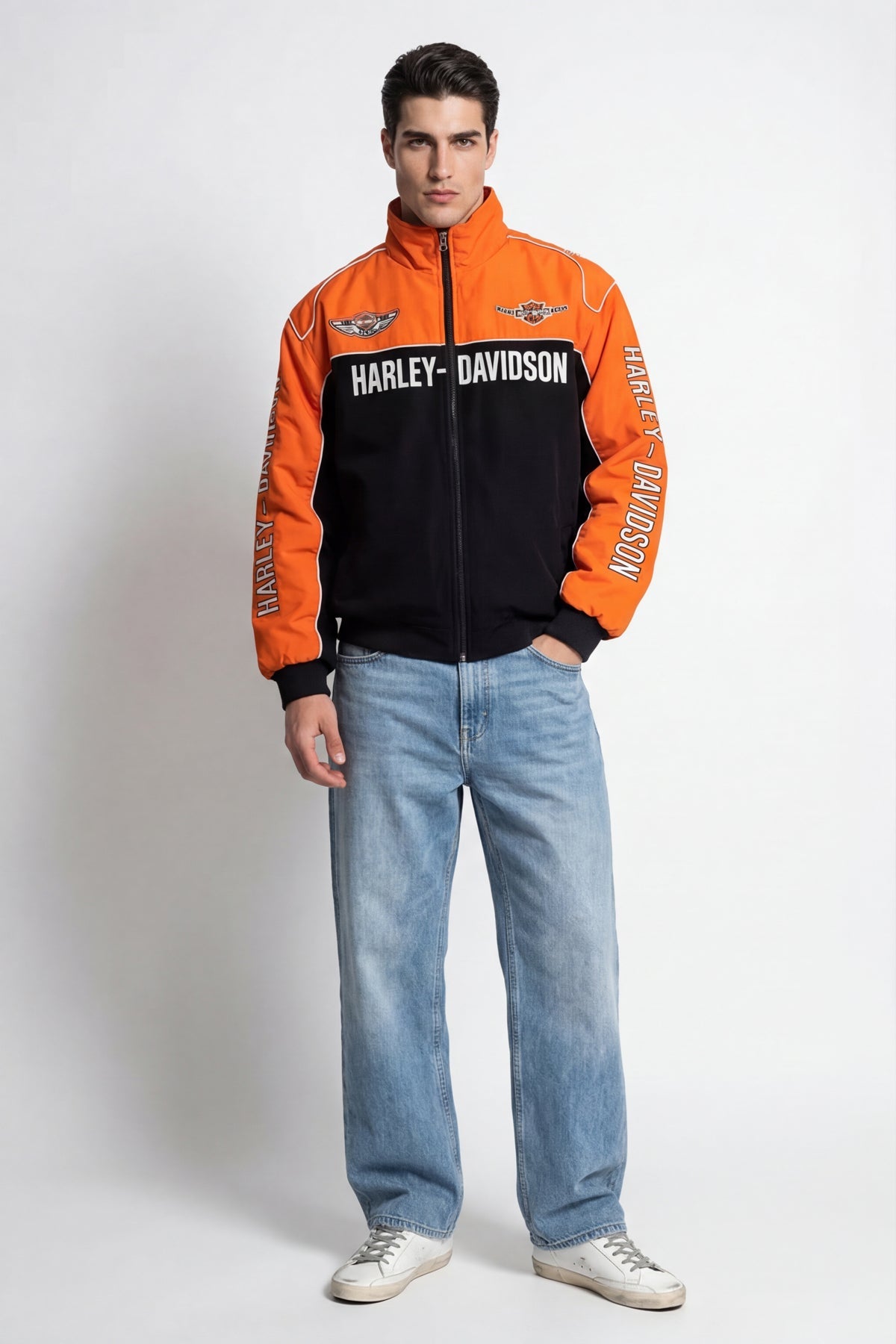 Harley Davidson Jacket - Vintage Racing Jacket - Orange